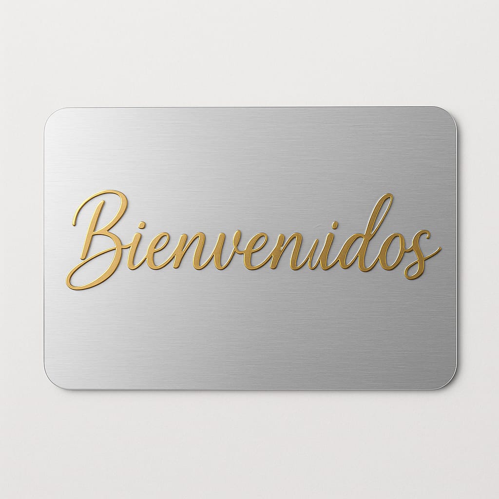 PLACA DE BIENVENIDA EN ACRILICO ESPEJO PREMIUM