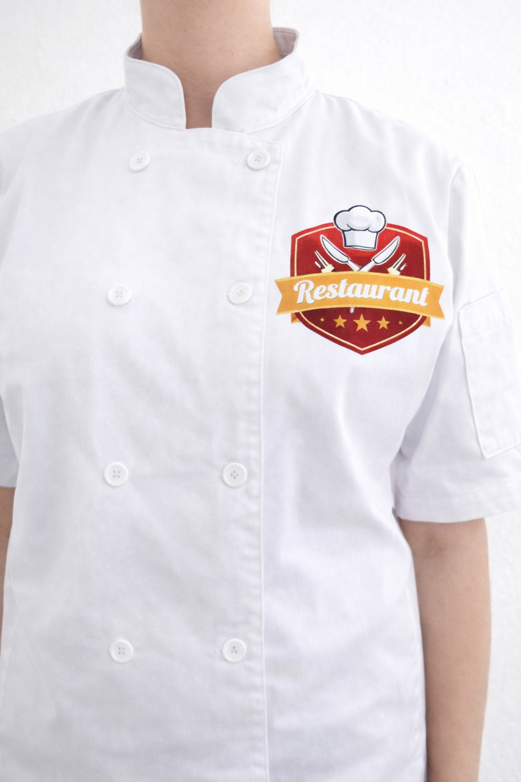 Filipina de Chef Negra- Blanca Profesional con gorro – Unisex | Manga Corta | Cocina y Restaurante Personalizada dtf