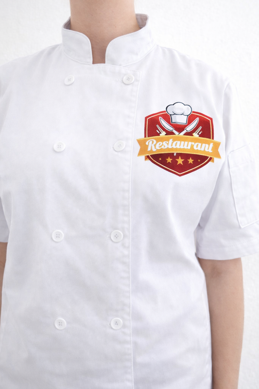 Filipina de Chef Negra- Blanca Profesional con gorro – Unisex | Manga Corta | Cocina y Restaurante Personalizada dtf