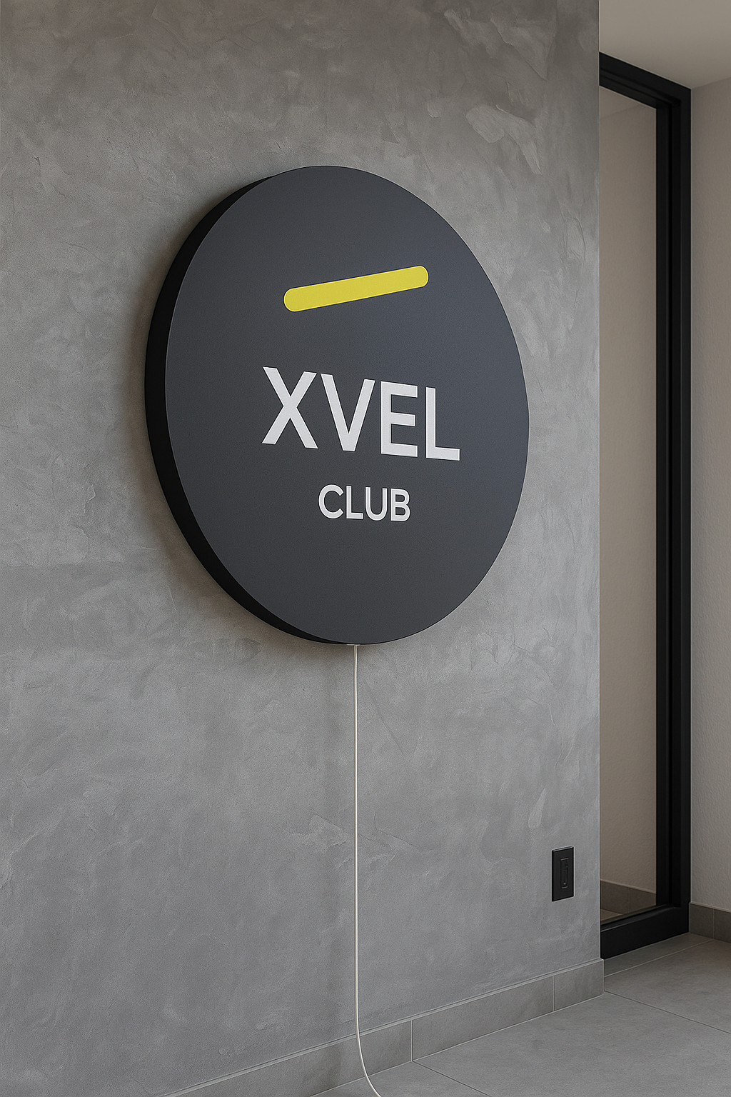 Anuncio Circular 3D en panel de  Aluminio con detalles en Acrílico con Luz LED. Disponible en 60 cm, 80 cm y 1 metro. Personalizado con tu nombre o logotipo. Ideal para negocios que buscan presencia profesional.